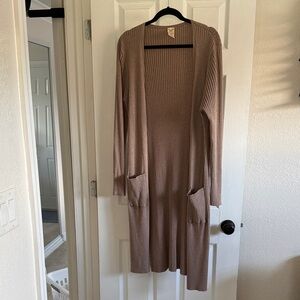 Faded Glory Women's Ribbed Cardigan Sweater - Brown